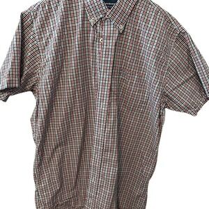 Coastal Cotton Uninhibited Mens Medium Short Sleeve Plaid Button Down‎ Shirt Red